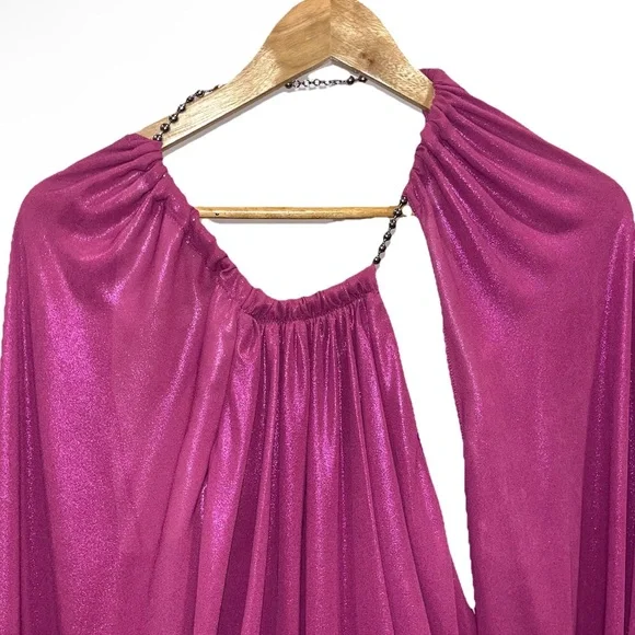 THE ATTICO Karen Mini Dress Pink Violet Lamé Cutout Cocktail US 4 IT 40 chain - Picture 5 of 16